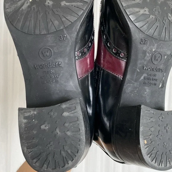 REDUCED!! Wonders black/burgundy leather ankle boots! Made in Spain 🇪🇸 6.5/7 - Picture 11 of 16